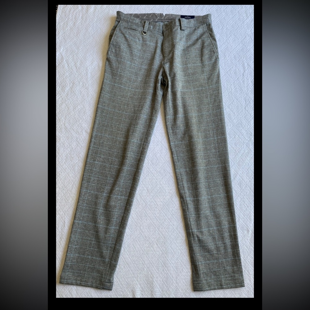 SOLIDO Mens Trousers Pants Plaid Blue Gray Made in Japan Size 4 Cotton Blend